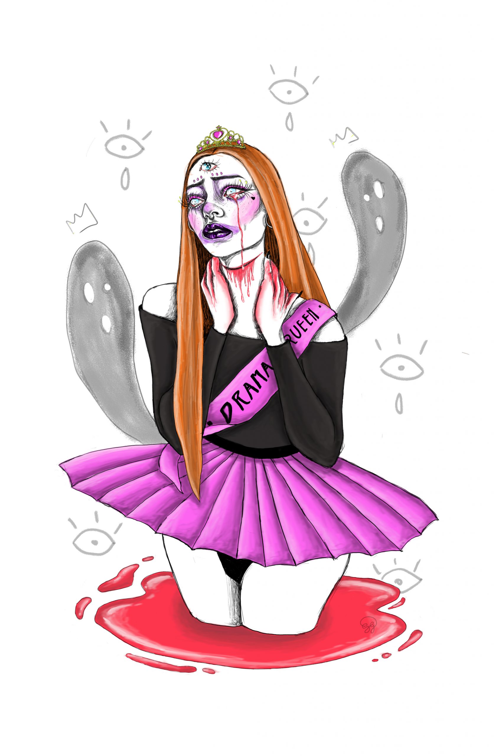 Drama Queen retrato halloween staminamandarina Sara Sánchez